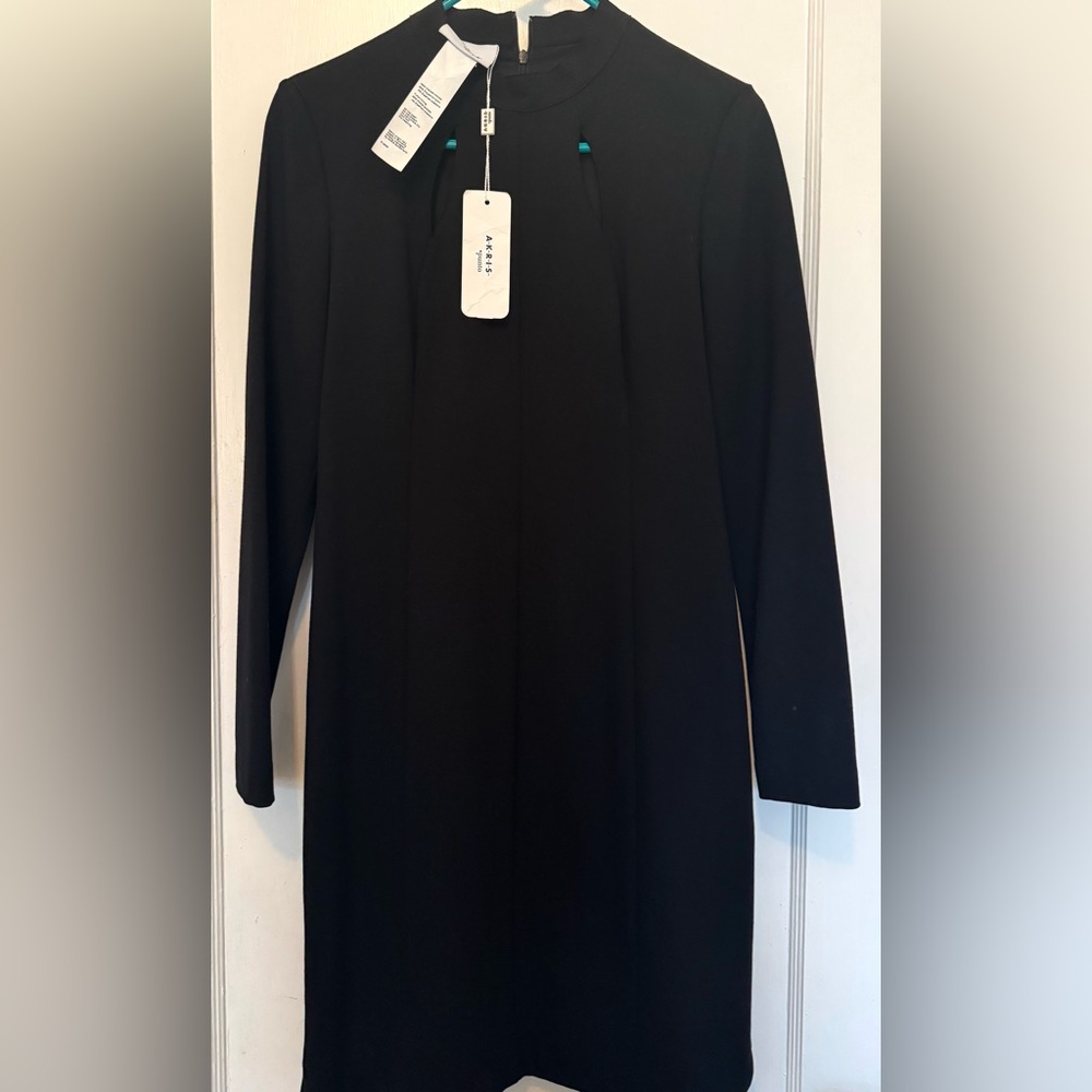 AKRIS Punto 100%Authentic Black Tailored Dress w/Classic Silhouette, size14, NWT